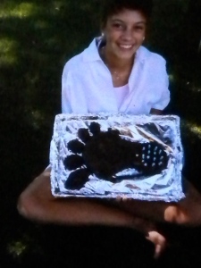 footprint birthday cake
