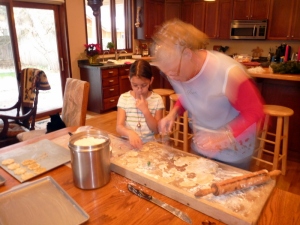 Elena Grace and Grandy baking Christmas cookies