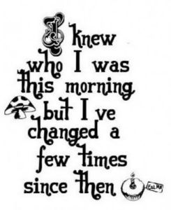 I knew who I was this morning, but I've changed a few times since then