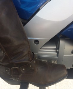 boot on motorcycle peg