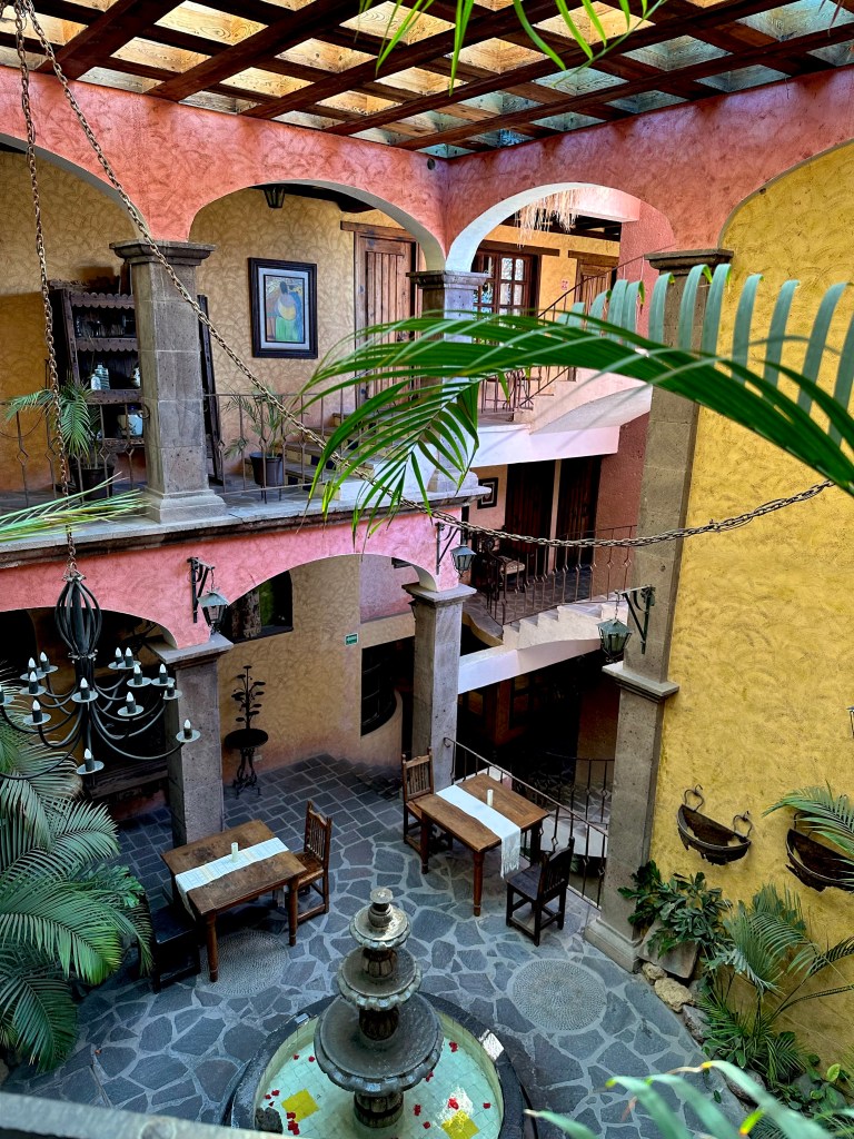 interior courtyard of a Mexican posada, or inn