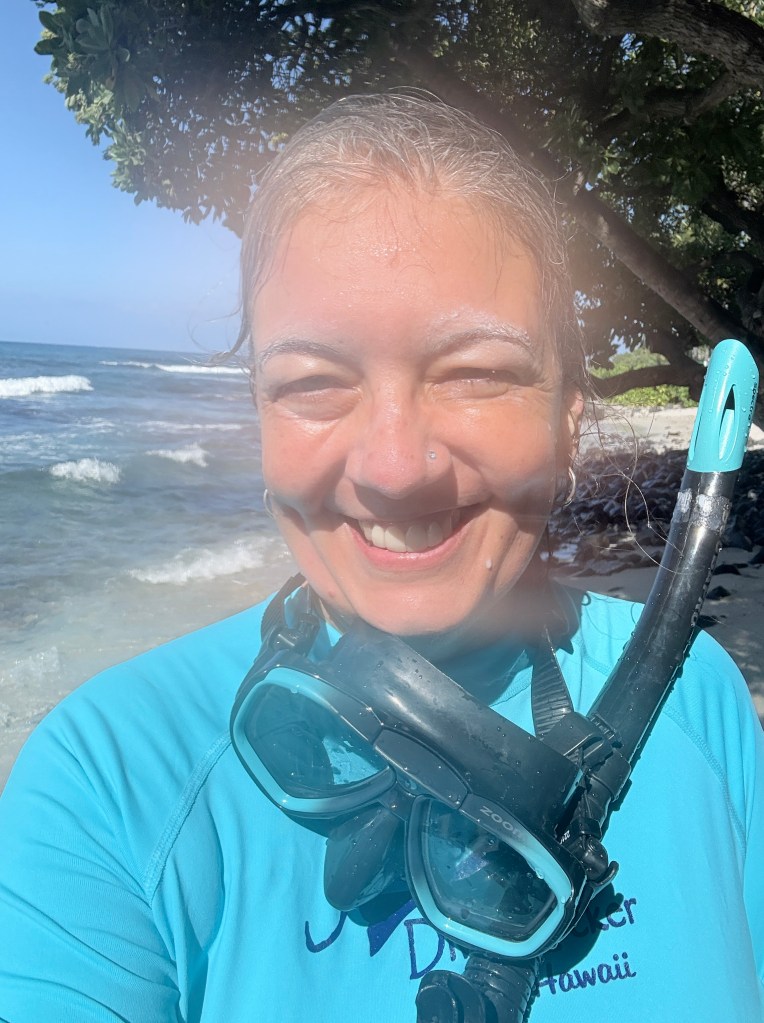 the writer in snorkel gear