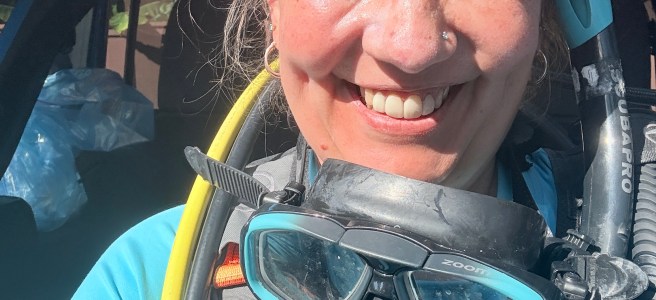 the writer in scuba gear