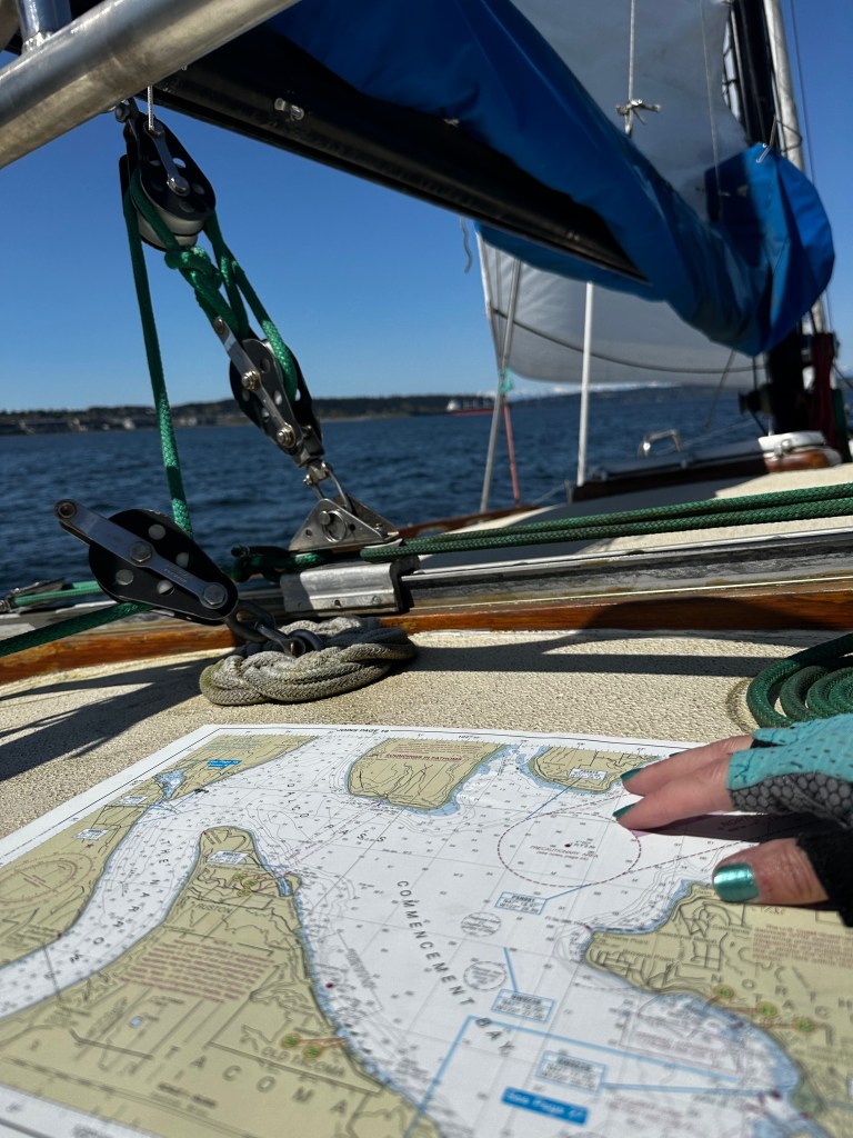 a sailing chart under open sails
