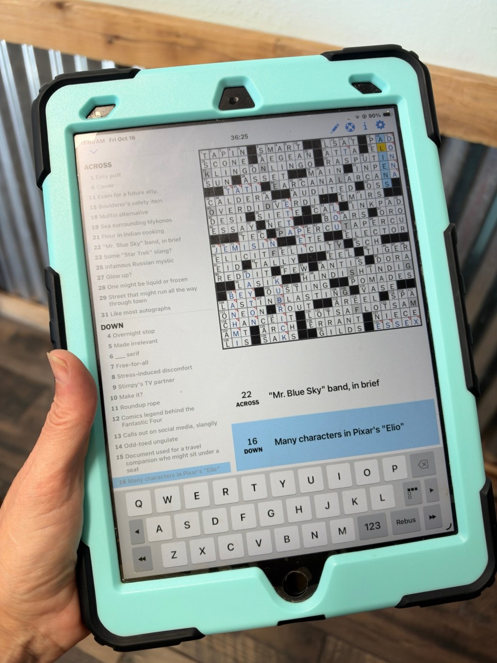 NYT crossword on an iPad